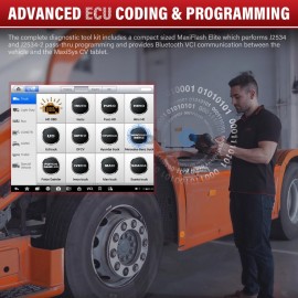 Autel Maxisys CV Scanner MS908CV Heavy Duty Truck Diagnostic Tool With J2534 ECU Programming Tool Commercial Vehicle Diagnostics