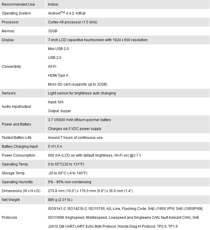 Autel MaxiCOM MK808TS Specification