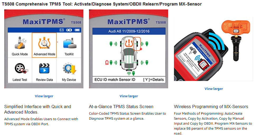 MaxiTpms TS508 Software Display