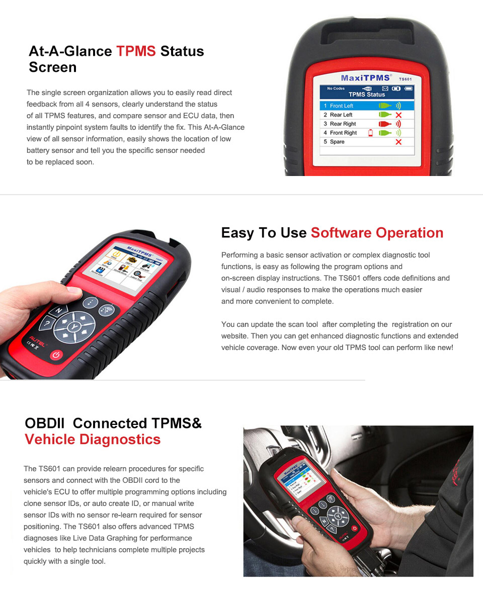 Autel TS601 TPMS functios