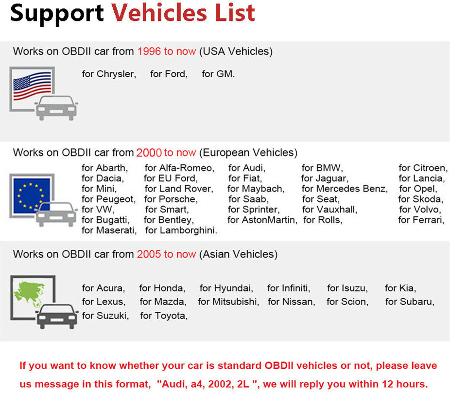 Autel MaxiLink ML329 Supported Vehicle Models