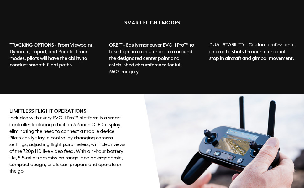 EVOII 8K drone Smart flight modes