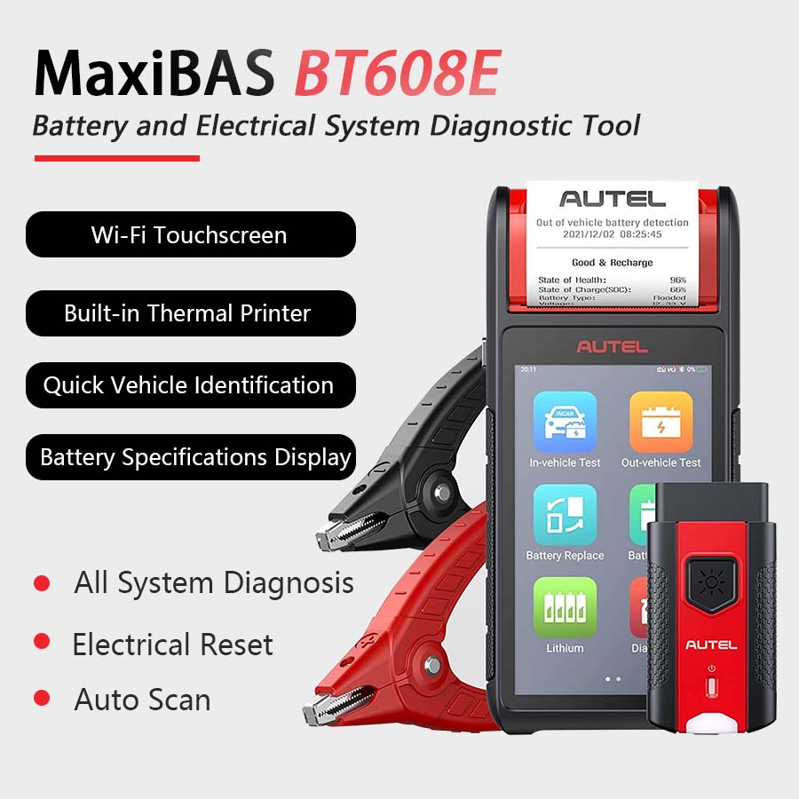 Autel-MaxiBAS-BT608E-OBD2-Scanner-built-in-Printer-Touchscreen-Battery-Tester-Electrical-System-Analyzer-12V-100-3000-CCA-Load-Tester-XN-AD190